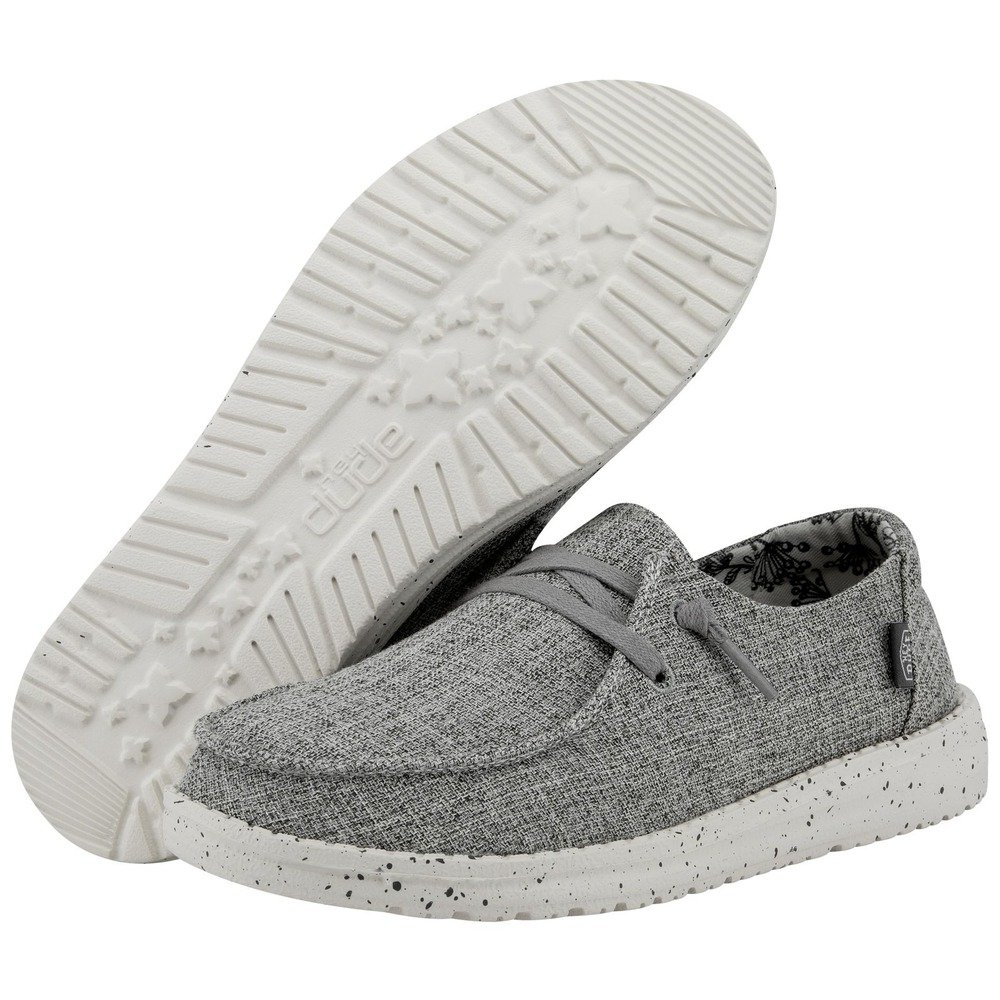 HEY DUDE Wendy Linen Shoes Iron 2 Grey Women Size 6 Slip On Loafers NWT
